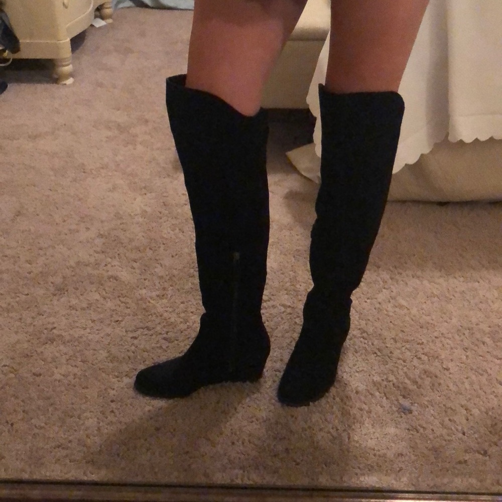 Black over the knee suede boots